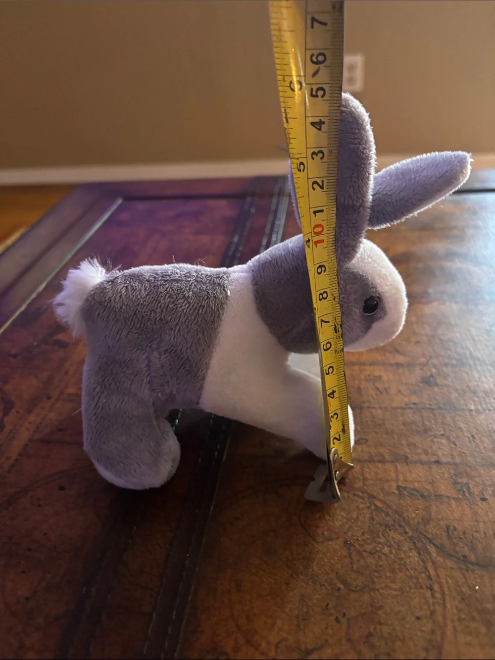 Plush Grey and White Bunny Stuffed Animal.